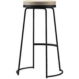 Barkrukken Keukenkrukken Moderne Barkrukken Ronde Stoel Voetsteun Lederen Kussen Industriële Barkruk Metalen Poten Voor Keuken Pub Cafe Barstoelen Hoge Krukken(Black,65cm)