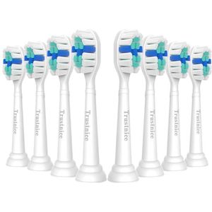 Trustnice Vervangende opzetborstels voor tandenborstels, Compatibel met Sonicare Snap-on borstelmodle, 8 stuks (wit)