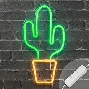 SKYLANTERN Neonlamp, cactus, 47 cm, met schakelaar en stekker, voor kinderkamer of decoratie, bar, led, op netvoeding