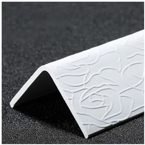 3-Pack PVC-muurhoekbeschermers, zelfklevende en waterdichte beschermende decorstrips, geen perforatie muurhoekbeschermer (wit, L150 cm/59,06 inch)(White Rose Pattern,L150cm/59.06in)