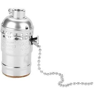 Samfox Lampfitting, E27 Vintage lamphouder met trekketting lamphouder (zilver)