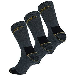 Caterpillar Real Work Socks 3 paar herensokken voor veiligheidsschoenen voor heren Versterkt op hiel en teen met versterkte inslag Uitstekende kwaliteit garen Katoenen badstof (Antraciet, 43-46)