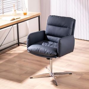 FZDZ Criss Cross Legged Bureaustoel, fauteuil draaibare brede bureaustoel zonder wielen, in hoogte verstelbare stof thuiskantoor bureaustoel comfortabele ergonomische werkstoel (kleur: blauw, maat:
