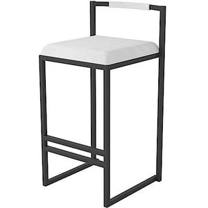 Barkrukken Barstoel Moderne Barkruk Licht Luxe Hoge Stoel Fluwelen Zitting Smeedijzeren Benen Eenvoudige Thuis Receptie Ontbijt Stoel Bistrokruk (Color : White+black, Size : Sitting Height 55cm)