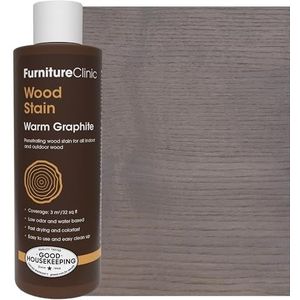 Furniture Clinic Houtbeits (Warm grafiet) – sneldrogende, sterk geconcentreerde en gemakkelijk aan te brengen houtbeits voor alle houtsoorten binnen en buiten – op waterbasis en niet-giftig – 250ml