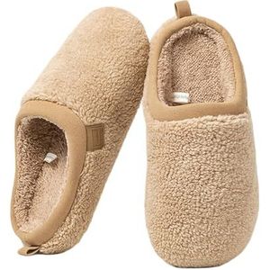 JadeRich Vrouwen Mannen Effen Kleur Zachte Fleece Vloer Slippers Gezellige Lichtgewicht Antislip Memory Foam Indoor Schoenen, Kaki, 5/6 UK