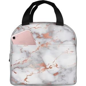 Rose Gold Marble Unisex Verdikte Geïsoleerde Lunch Tas met Voorvak voor Werk Reizen Wandelen Picknick