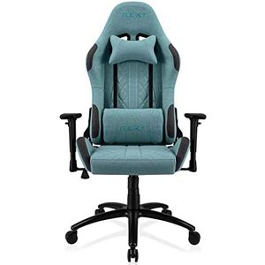 REKT Ultim8-RS Gaming-stoel van hoogwaardige stof, 160 graden kantelbaar, 3D-armleuningen, verstelbaar kussen voor de nek, Lombierkussen, bureaustoel ondersteunt 150 kg (turquoise)