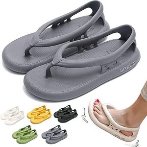 Bazuo Sandals,2023 Summer Unisex Comfort Walking Flip Flops,EVA Thick Sole Non Slip Quick-Dry Flip-Flop,with Arch Support (44-45, Grey)