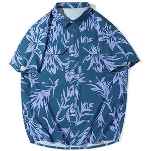 Hawaii-Overhemd Shirt Heren, Unisex Funky Aloha Shirts Paarse Bladprint Korte Mouw Plus Size Casual Zomer Shirts Strand Shirts Fancy Print Hawaii Top Zachte Shirts Voor Mannen Vrouwen Teens Party,M