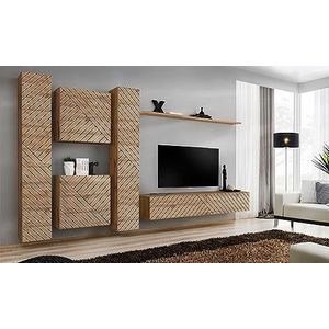 Deconation Switch VI Set van 6 wandmeubels voor houten tv - beige - L 330 x H 180 x D 40 cm