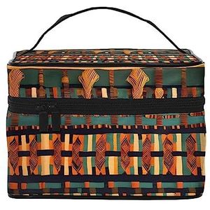 Afrikaanse textiel patchwork print make-up tas,Draagbare cosmetische tas,Grote capaciteit reizen make-up case organizer, Afrikaans klassiek weefsel, Eén maat