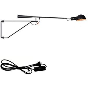 115 cm super lange arm wandlamp retro verstelbare draaibare arm wandlamp met schakelaar en stekker bedlamp wandleeslampen E27 indoor industriële lamp slaapkamer studeerkamer bedlampje wandlampen