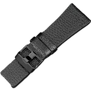 LQXHZ 22mm 24mm 26mm 28mm 30mm 32mm Horlogeband For Diesel Horlogeband Zilver Zwart Goud Roestvrij Staal Heren Horlogeband Lederen Band(Color:Leather strap,Size:24mm)