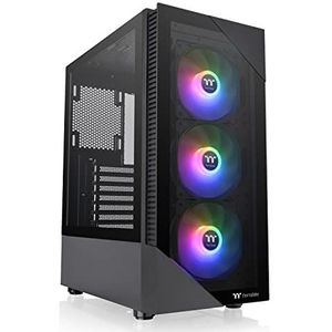 Thermaltake Bekijken 200 TG ARGB Moederbord Sync ATX Gehard Glas Mid Tower Computer Case met 3x120mm Front ARGB Ventilator, CA-1X3-00M1WN-00