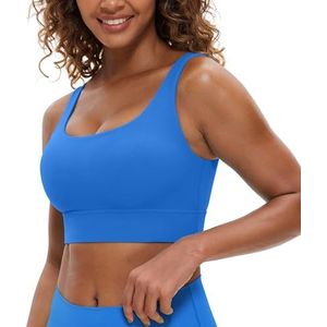 CRZ YOGA Butterluxe Womens U Back Sport BH met Scoop Neck Gewatteerde Low Impact Yoga Bra Workout Crop Top met Ingebouwde BH Fonkelend blauw S