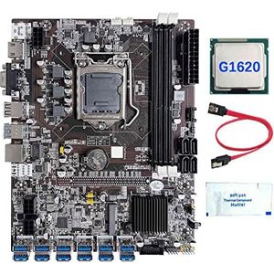 AMIUHOUN B75 12 Kaart GPU BTC Mijnbouw Moederbord+G1620 CPU+Thermisch Vet+ Kabel 12XUSB3.0 (PCIE) Slot LGA1155 DDR3 RAM MSATA
