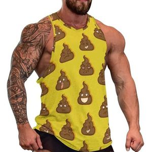 Shit Emoticons on Yellow Heren Tank Top Grafische Mouwloze Bodybuilding Tees Casual Strand T-Shirt Grappige Gym Spier