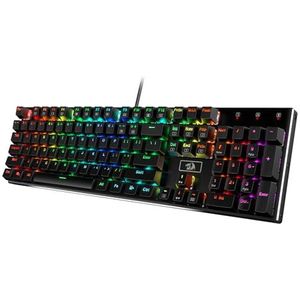 Redragon K556 Mechanisch gaming-toetsenbord, Amerikaanse lay-out, 18 modi RGB-verlichting, volledig programmeerbaar, volledig metalen paneel, ergonomisch toetsenbord, zwart (rode schakelaar)