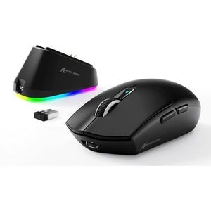MAMBASNAKE x ATTACK SHARK G3PRO Gaming Muis met Magnetisch Oplaadstation, BT/2.4G Draadloos/Draadloos, PixArt PAW3311 Gaming Sensor, 59g Lichtgewicht, 25000 DPI LIGHTSPEED Gamer voor PC/Mac-Zwart