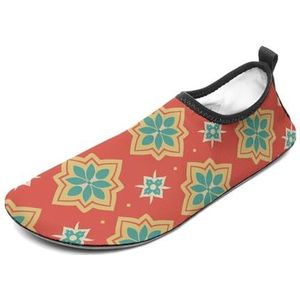 Waterschoenen voor dames en heren, sneldrogende aquasokken, zwemzwembad, blote voetschoenen met oranje rand strandschoenen, Stijl 2, 3.5 UK Men/ 2 UK Women