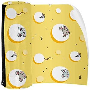 Potlood Case Pen Tas Houder met Rits Coin Organizer Tassen Make-up Cosmetische Pouch voor Vrouwen Tiener Meisjes Jongens Kinderen, Catoon Muis & Kaas