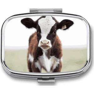 Koe pillendoos pillendoosje schattige pillenorganisator pilhouder medicijnpillenorganisator pillencontainer dagelijkse pillenorganizer kleine pillendoos pillendoosje voor portemonnee zak