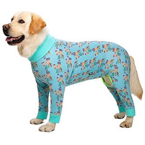 Big Dog Basic Kleding Pure Cotton shirt pyjama middelgrote en grote honden met vier poten Kleding Full Body High Stretch (Color : Green elk, Size : 26#(7.5~10KG))