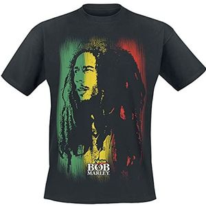 Marley, Bob Stare Paint Stripe T-shirt zwart M 100% katoen Band merch, Bands