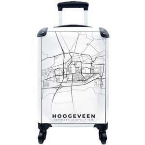 MuchoWow® Koffer - Kaart - Hoogeveen - Zwart - Wit - Past binnen 55x40x20 cm en 55x35x25 cm - Handbagage - Trolley - Fotokoffer - Cabin Size - Print