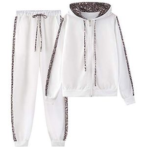 amropi - Trainingspak - Wit - Dames - Luipaardprint - Hoodie en Joggingbroek