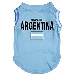 Petitebelle Gemaakt in Argentinië Puppy Hondenshirt (Blauw/Vlag, XL)