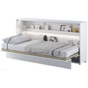 Kastbed Bed Concept, wandklapbed met lattenbodem, V-bed, wandbed, bedkast, kast met geïntegreerd klapbed, functioneel bed (BC-06, 90 x 200 cm, wit/wit, horizontaal)