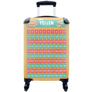 MuchoWow® Koffer - Kinderkamer - Tellen - Educatief - Jongens - Meisjes - Kinderen - Oranje - Kids - Past binnen 55x40x20 cm en 55x35x25 cm - Handbagage - Trolley - Fotokoffer - Cabin Size - Print