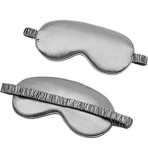 Slaapmasker， Moerbei Zijden Slaapmasker Verduisterend Slaapmasker for Mannen en Vrouwen met Elastische Band Grijs