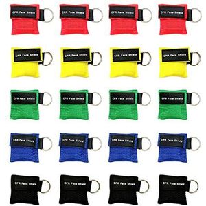 Aoutacc CPR Gezichtsmasker, sleutelhangermasker, wegwerp-noodkit, CPR gezichtsmaskers, zakmasker voor eerstehulp-hart-reanimatie-training, 20 stuks