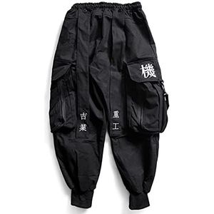 Japanse Streetwear Techwear Cargo Broek voor Mannen Baggy Wide Pen Black Jogger