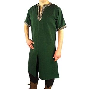 Vikingtuniek, middeleeuwse kleding, LARP Richard groen, groen, M
