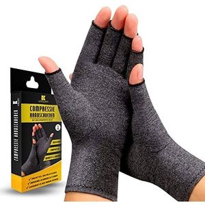 KANGKA Reuma Artritis Handschoenen Met Open Vingertoppen - Compressie Handschoenen - Voor Artritis, Reuma, Artrose, Carpal Tunnel Syndroom, Tendinitis - Voor Mannen en Vrouwen (Large)