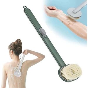 Badmassage-reinigingsborstel met lange handgreep, lichaamsborstel, rugscrubber, opbergbare lichaamswas, reinigingsmassageborstel, verlengd handvat, massage for exfoliërende huid, 15× 3,5 inch, geel/31