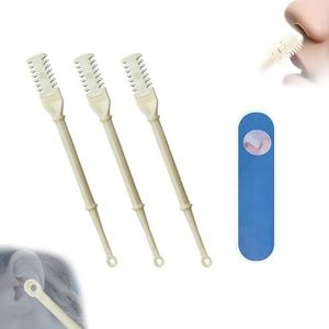 2-in-1 Nose Hair Trimmer,2-in-1 Nasal Hair Cutter,2024 New Manual Double Sided Nasal Hair Trimmer with Ear Spoon,360° Rotating Nostril Hair Removal Tool Blade with Ear Picker (6PCS,Yellow)