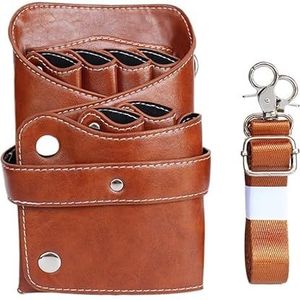 PXAMORTEL Kapperstas PU-leer Haarstylist Haarset Cross Body-riem Heuptas Schaar Haarspeld Opbergtas Kapperstas(Brown)