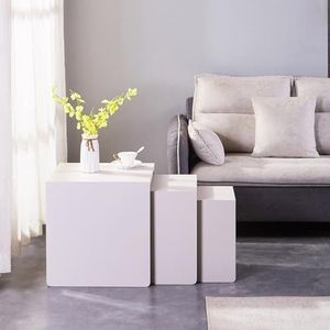 Home Deluxe - Bijzettafel IRIMA - set van 3, afmetingen: 49 x 50 x 48 cm, kleur: zand beige, materiaal MDF plaat, bestaande uit 3 tafels I salontafel woonkamertafel salontafel