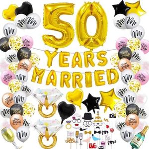 FeestmetJoep® 50 jaar getrouwd feestpakket 89-delig - 50 jaar getrouwd - 50 jaar getrouwd versiering - 50 jaar huwelijk - 50 jaar jubileum - 50 jaar getrouwd feestartikelen