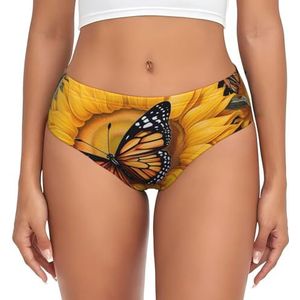JBJGKHLP Zonnebloem Vlinder Print Vrouwen Slips Ademend Ondergoed Vochtafvoerende Werk Thuis Trainen Vissen, Zwart, XS