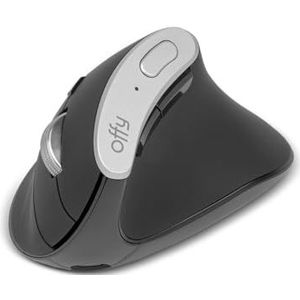 Offy Vexi Verticale draadloze muis met oneindig scroll, 4800 dpi, 8 toetsen, stille klikken, Bluetooth/2,4 GHz, multi-apparaat, USB C, compatibel met Windows, Mac, Linux, iPad, Android