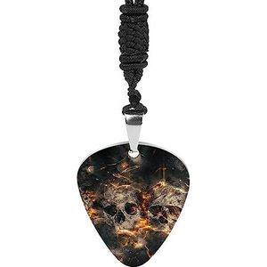 Decay Skull Gitaar Pick Ketting Metalen Hanger Charm Ketting Sieraden Gift