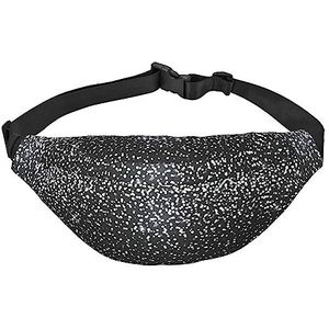 Glanzend zilver glitter Fanny Pack voor Mannen Vrouwen Riem Tas Verstelbare Taille Pack voor Reizen Wandelen Running Bum Bags, Zwart, Eén maat