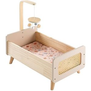 Howa - Poppenbedje - Hout - Abrikoos - Met Mobiel en Beddengoed