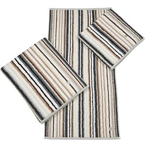Ross Handdoek Multicolor 4014-08 strepen antraciet bruin wit maat 50 x 100 cm Ross badstof producten, kwaliteit voor de hoogste eisen